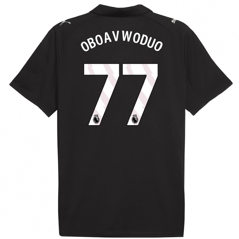 Danxen Mujer Camiseta Justin Oboavwoduo #77 Negro Blanco 2ª Equipación 2025/26 La Camisa México