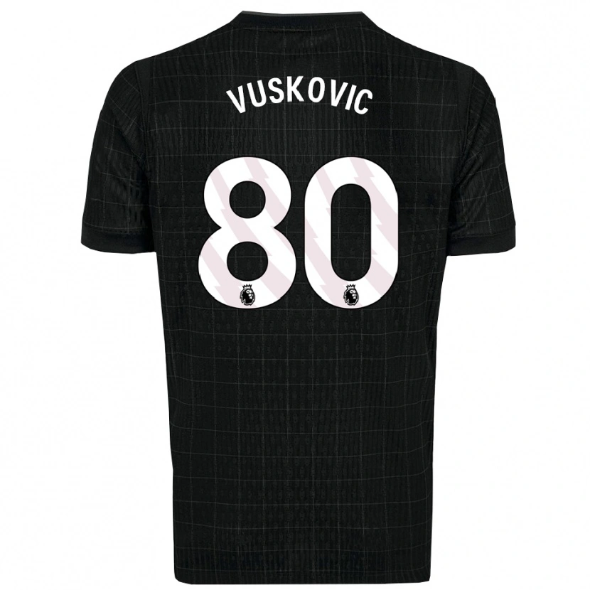 Danxen Mujer Camiseta Luka Vuskovic #80 Negro Gris 2ª Equipación 2025/26 La Camisa México