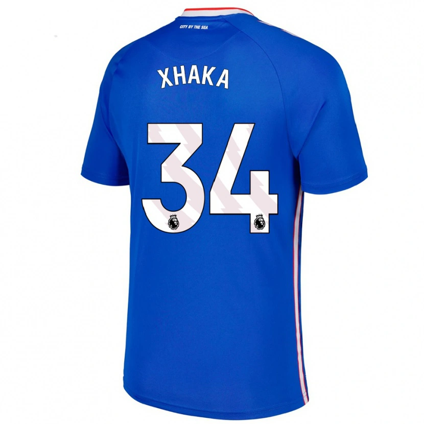 Danxen Mujer Camiseta Granit Xhaka #34 Azul Blanco 2ª Equipación 2025/26 La Camisa México