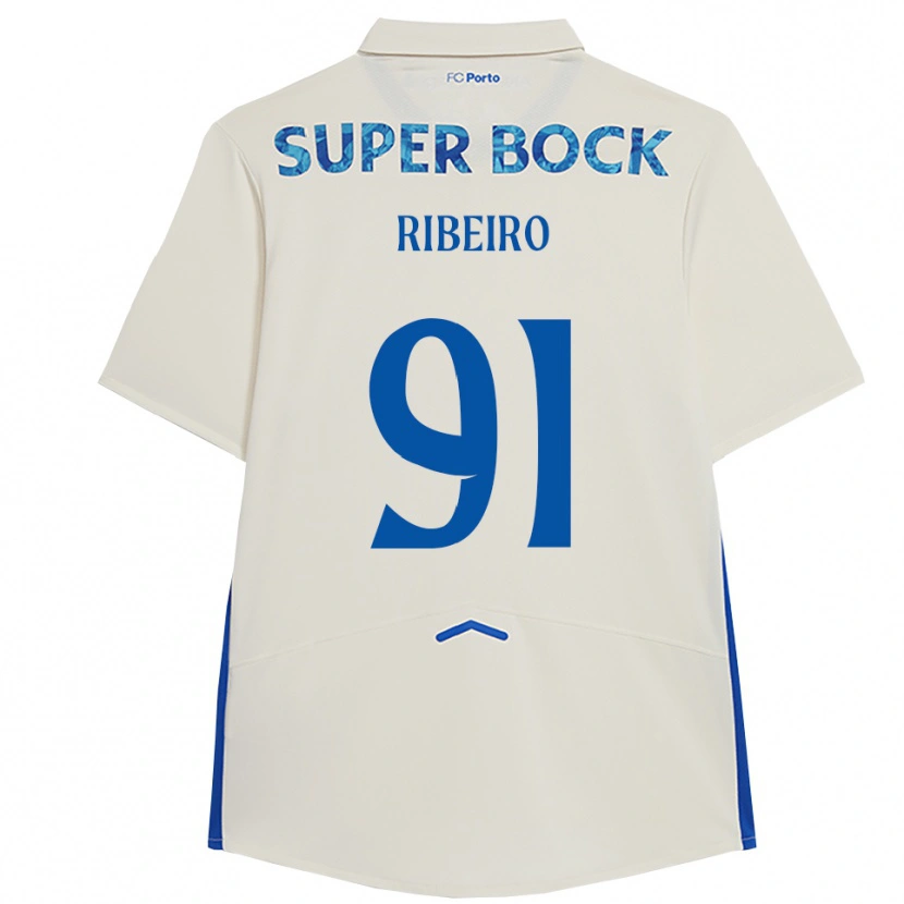 Danxen Mujer Camiseta Gonçalo Ribeiro #91 Blanco Azul Equipación Tercera 2025/26 La Camisa México