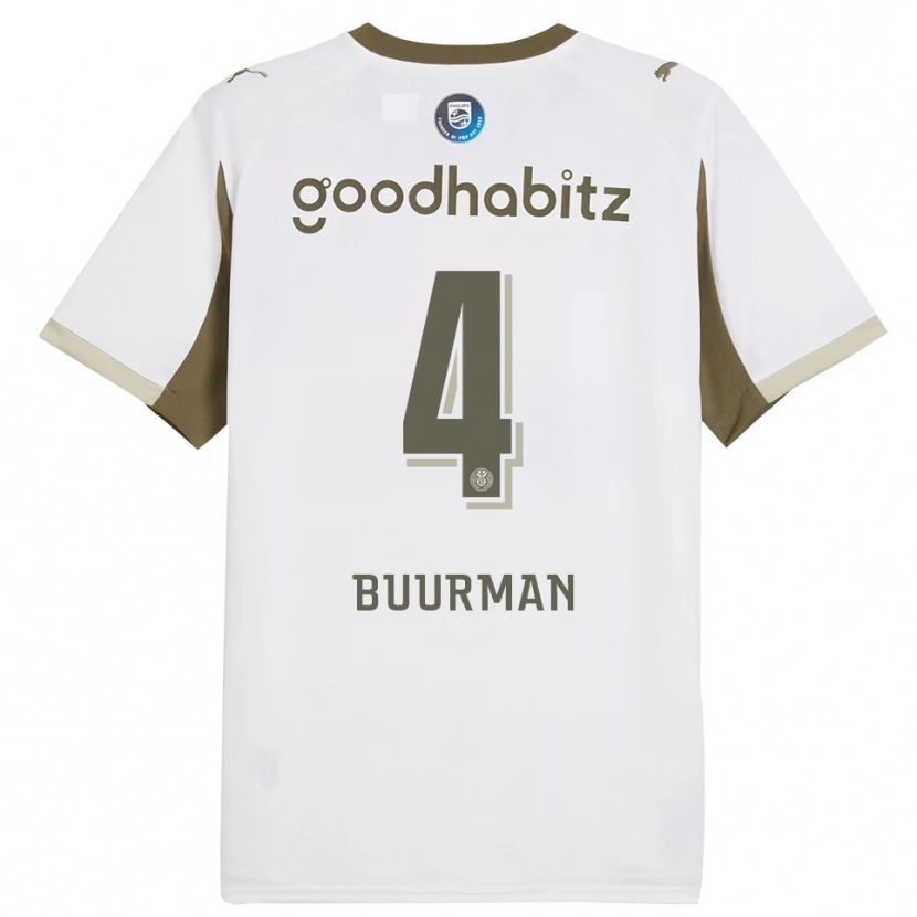 Danxen Mujer Camiseta Veerle Buurman #4 Blanco Gris Equipación Tercera 2025/26 La Camisa México