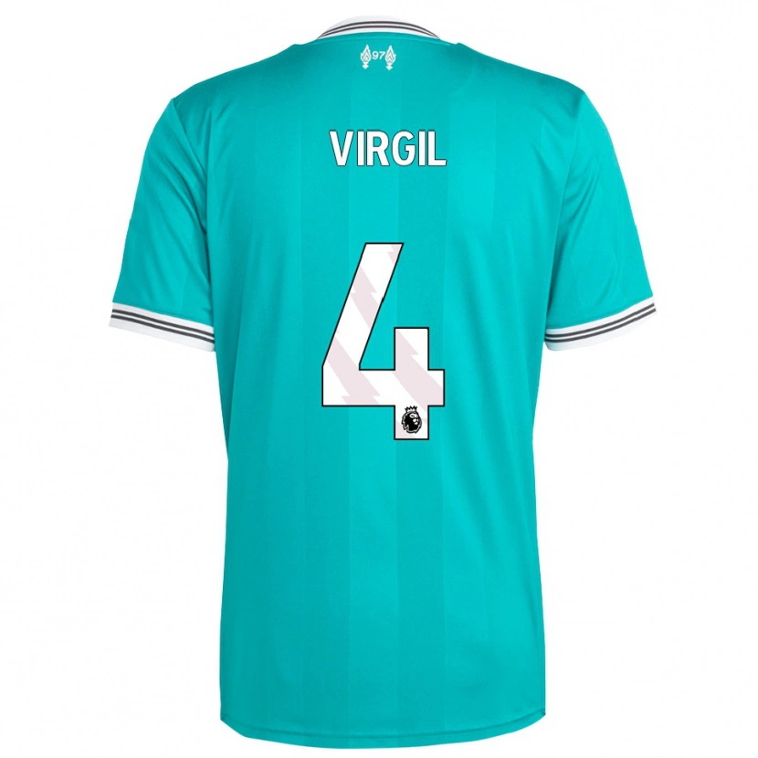 Danxen Mujer Camiseta Virgil Van Dijk #4 Verde Blanco Equipación Tercera 2025/26 La Camisa México