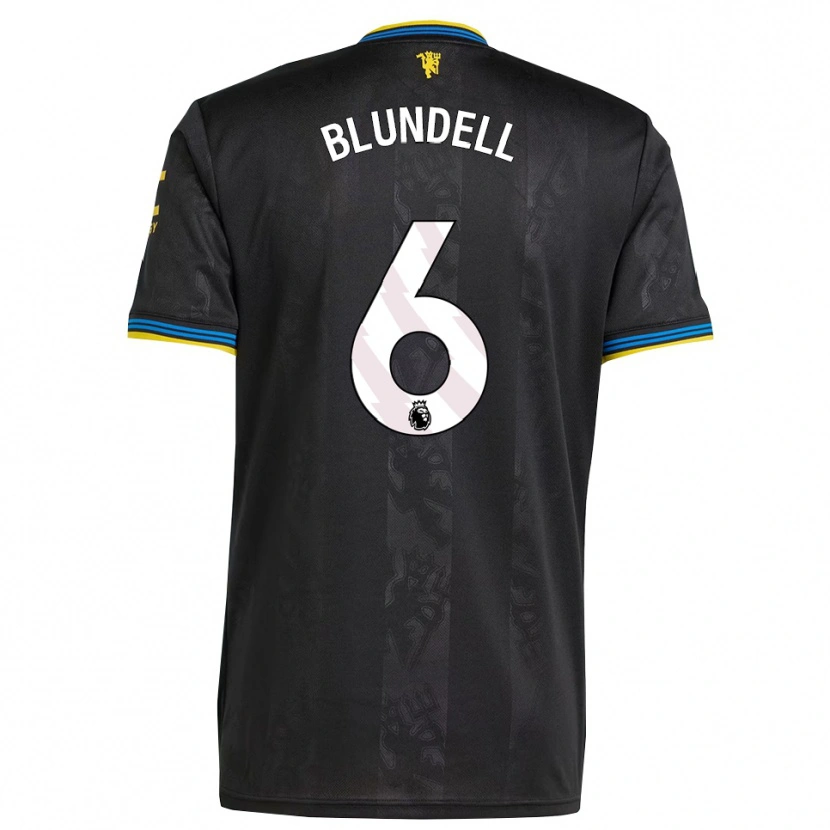 Danxen Mujer Camiseta Hannah Blundell #6 Negro Amarillo Azul Equipación Tercera 2025/26 La Camisa México