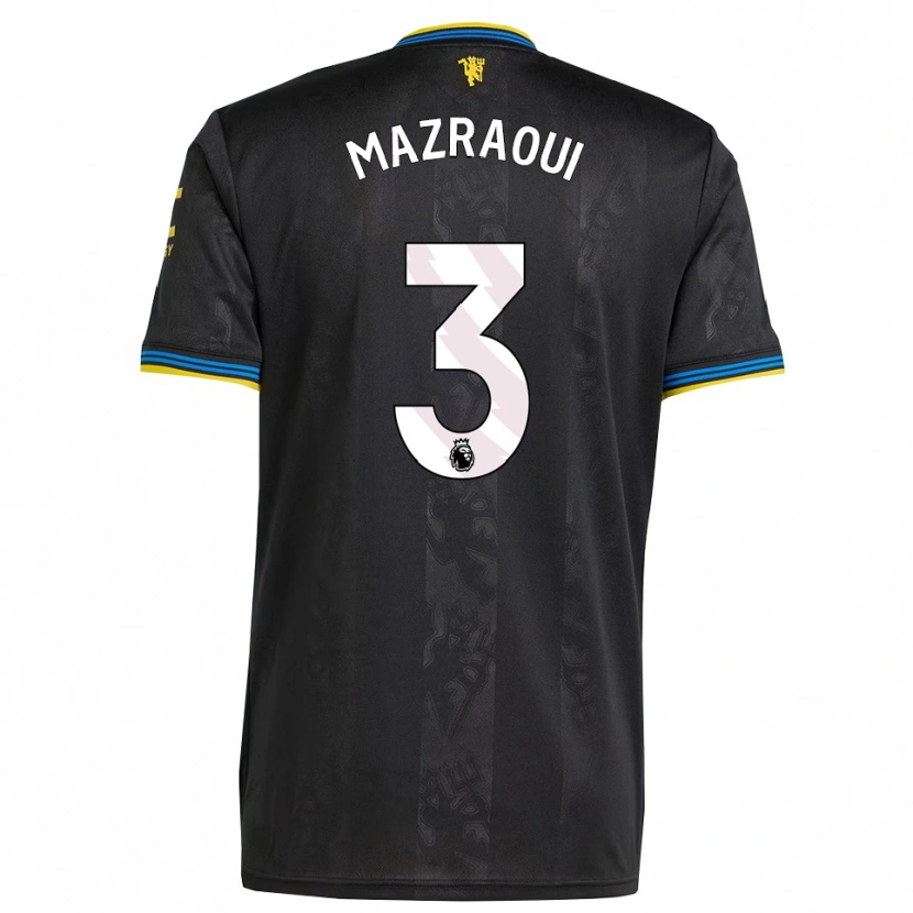 Danxen Mujer Camiseta Noussair Mazraoui #3 Negro Amarillo Azul Equipación Tercera 2025/26 La Camisa México