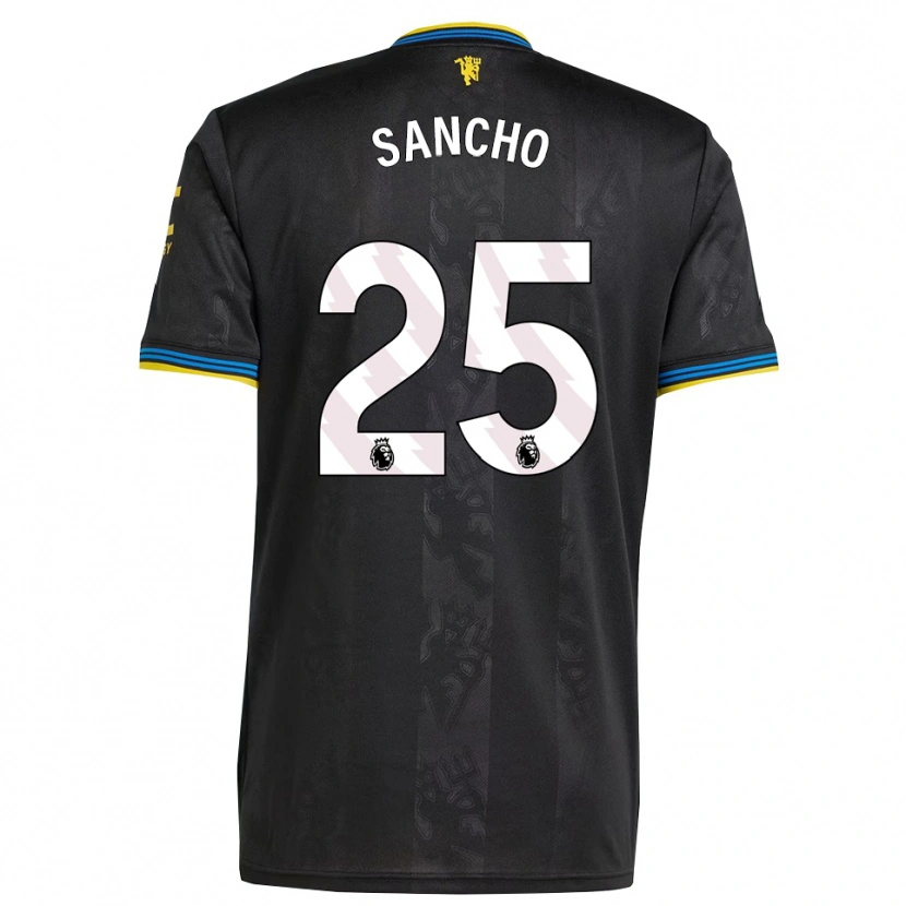 Danxen Mujer Camiseta Jadon Sancho #25 Negro Amarillo Azul Equipación Tercera 2025/26 La Camisa México