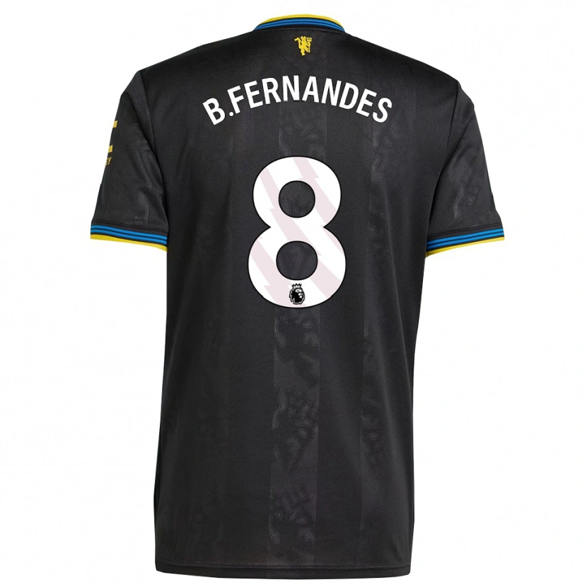 Danxen Mujer Camiseta Bruno Fernandes #8 Negro Amarillo Azul Equipación Tercera 2025/26 La Camisa México