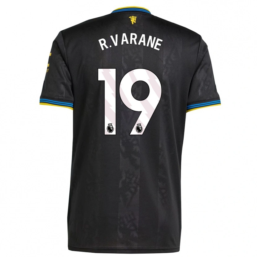 Danxen Mujer Camiseta Raphael Varane #19 Negro Amarillo Azul Equipación Tercera 2025/26 La Camisa México