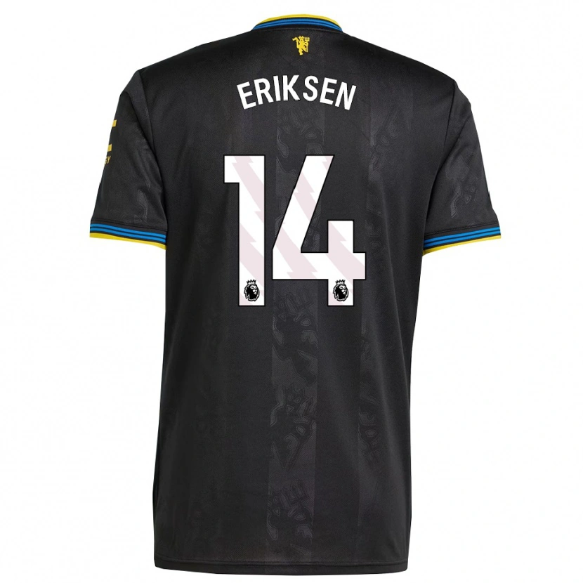 Danxen Mujer Camiseta Christian Eriksen #14 Negro Amarillo Azul Equipación Tercera 2025/26 La Camisa México