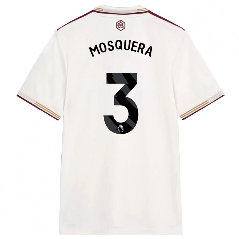 Danxen Mujer Camiseta Cristhian Mosquera #3 Blanco Roto Borgoña Equipación Tercera 2025/26 La Camisa México