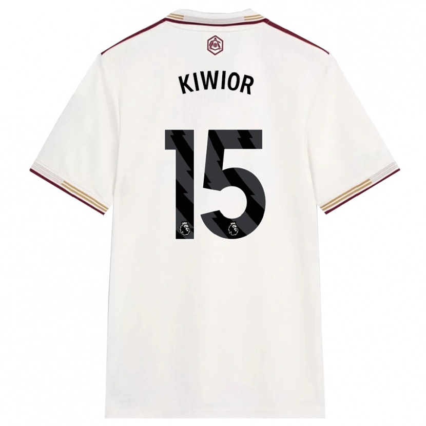 Danxen Mujer Camiseta Jakub Kiwior #15 Blanco Roto Borgoña Equipación Tercera 2025/26 La Camisa México