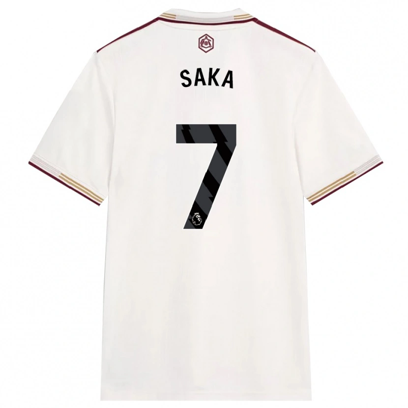 Danxen Mujer Camiseta Bukayo Saka #7 Blanco Roto Borgoña Equipación Tercera 2025/26 La Camisa México
