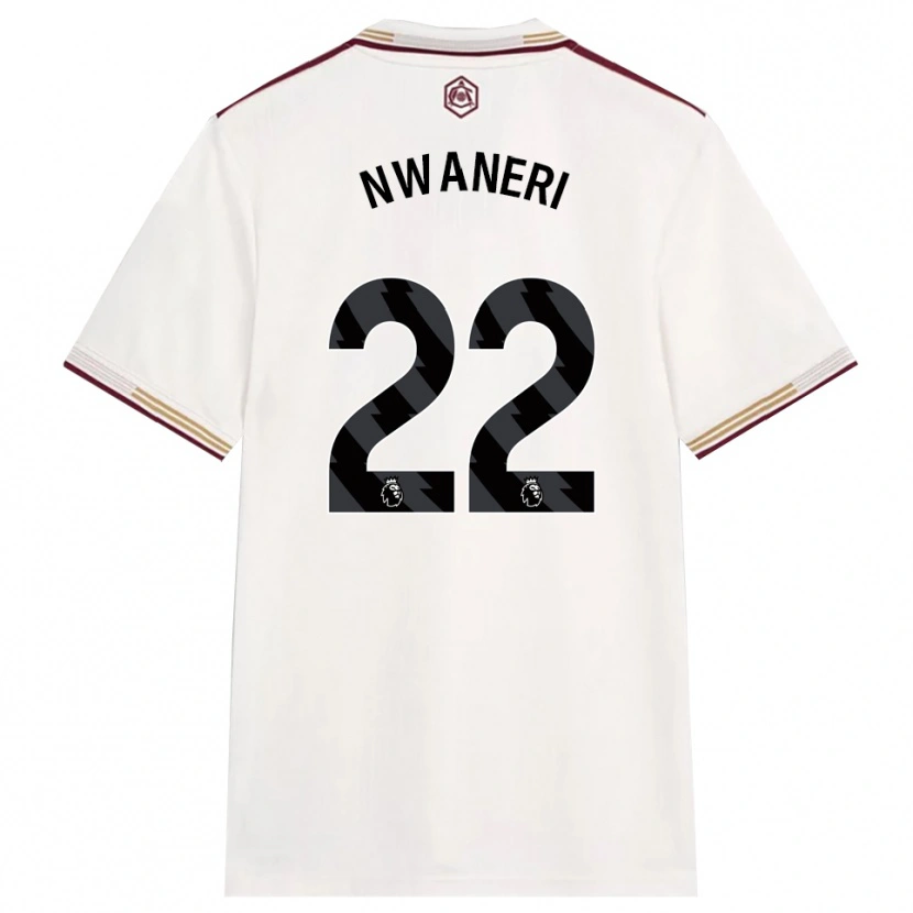 Danxen Mujer Camiseta Ethan Nwaneri #22 Blanco Roto Borgoña Equipación Tercera 2025/26 La Camisa México