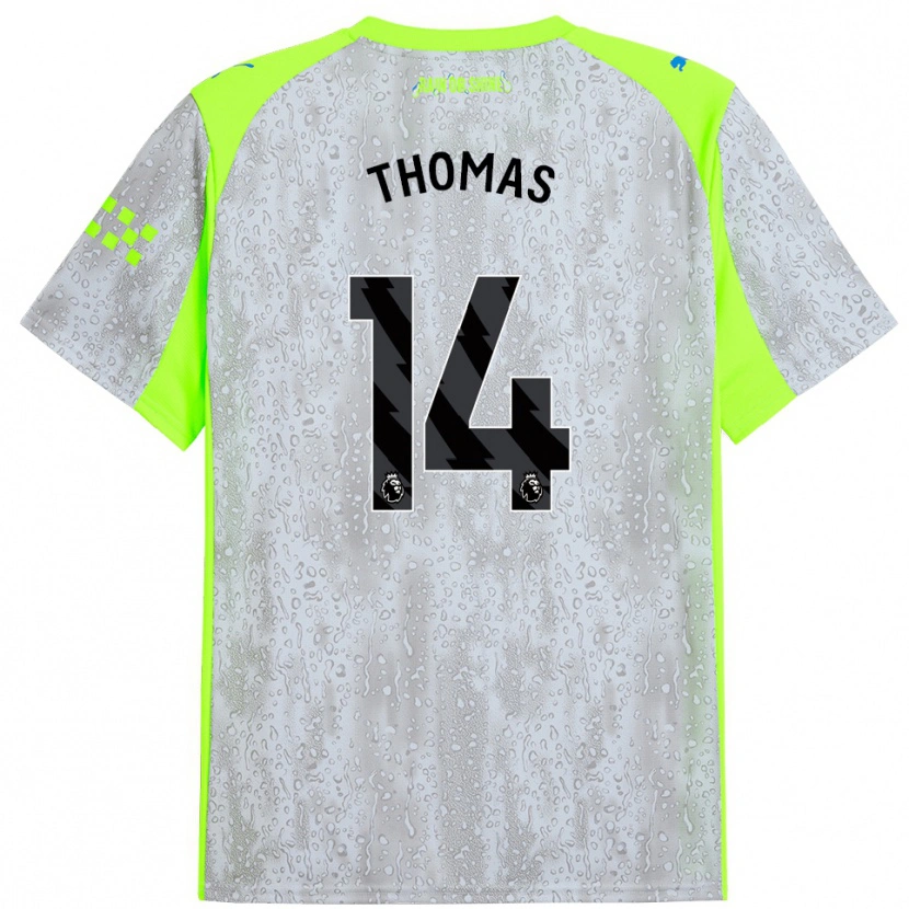 Danxen Mujer Camiseta Rhys Thomas #14 Gris Amarillo Equipación Tercera 2025/26 La Camisa México