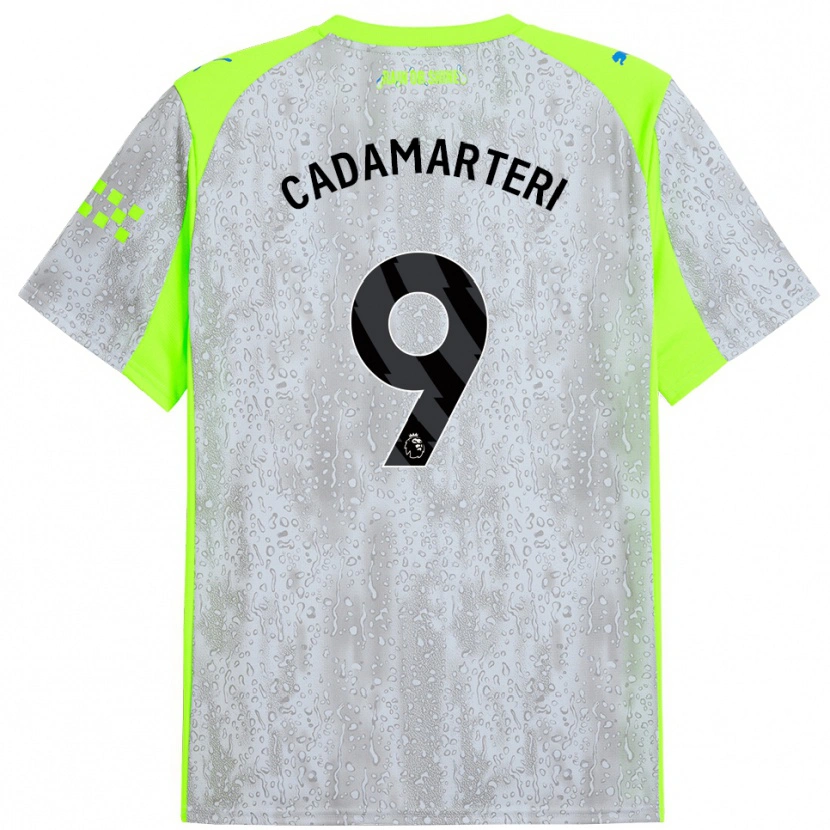 Danxen Mujer Camiseta Caelan Cadamarteri #9 Gris Amarillo Equipación Tercera 2025/26 La Camisa México