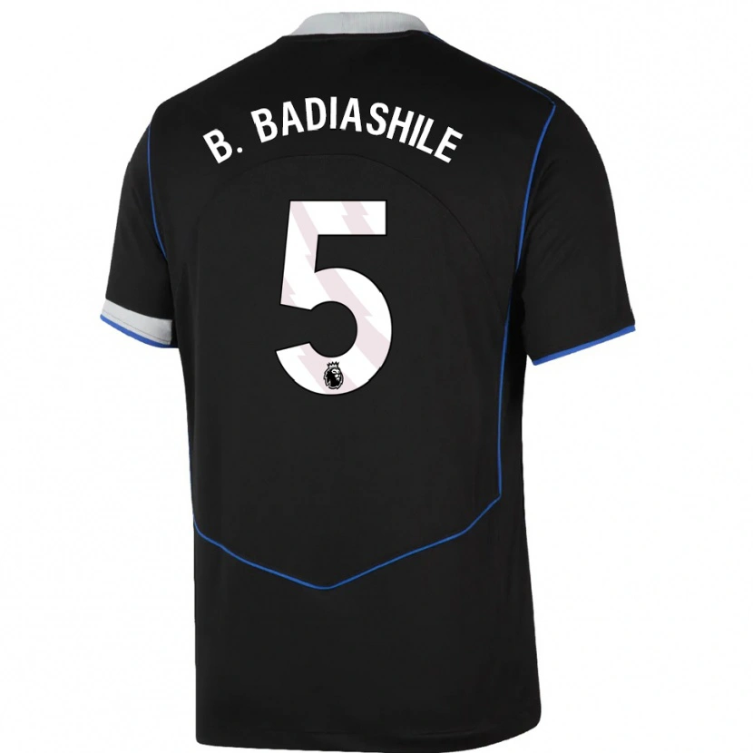 Danxen Mujer Camiseta Benoît Badiashile #5 Negro Azul Plata Equipación Tercera 2025/26 La Camisa México