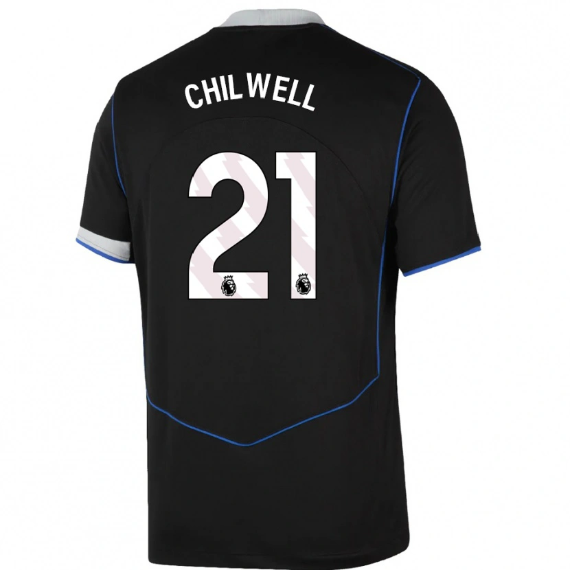 Danxen Mujer Camiseta Ben Chilwell #21 Negro Azul Plata Equipación Tercera 2025/26 La Camisa México