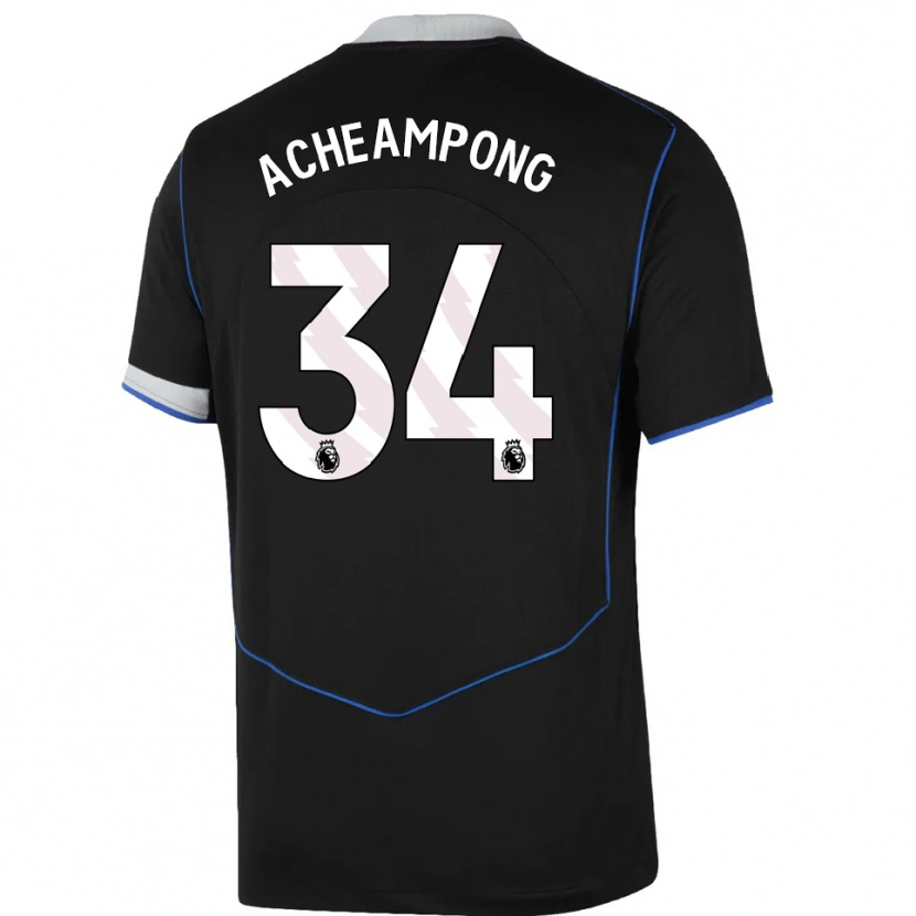 Danxen Mujer Camiseta Josh Acheampong #34 Negro Azul Plata Equipación Tercera 2025/26 La Camisa México