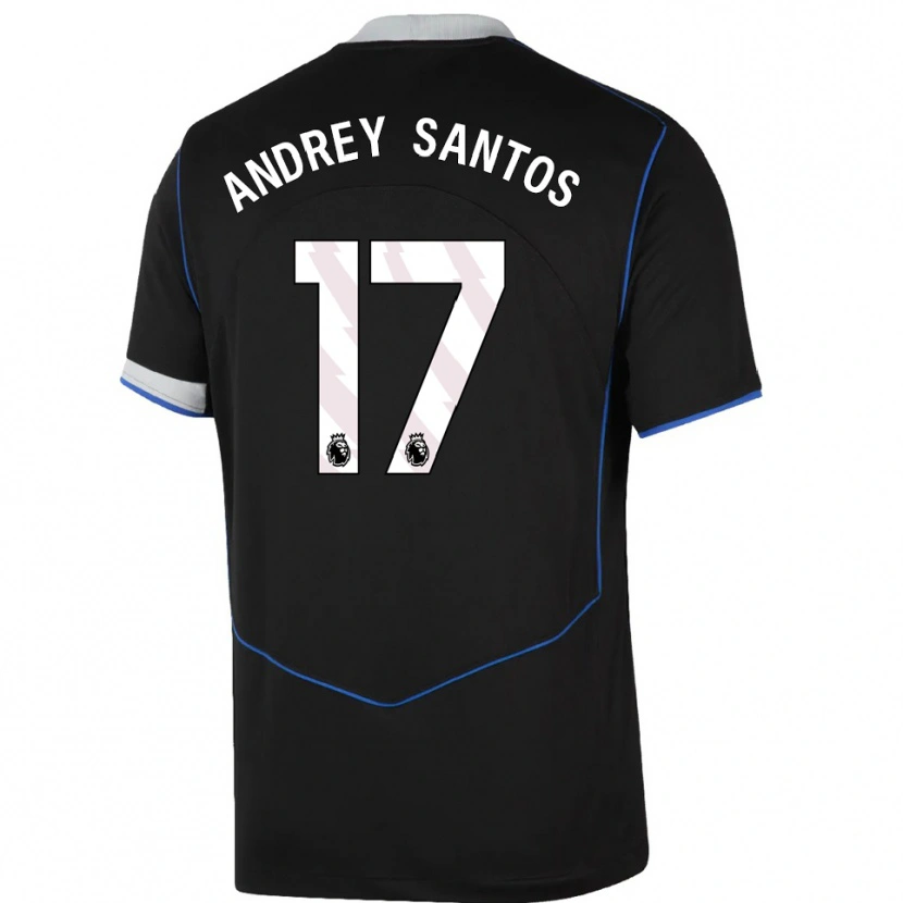 Danxen Mujer Camiseta Andrey Santos #17 Negro Azul Plata Equipación Tercera 2025/26 La Camisa México