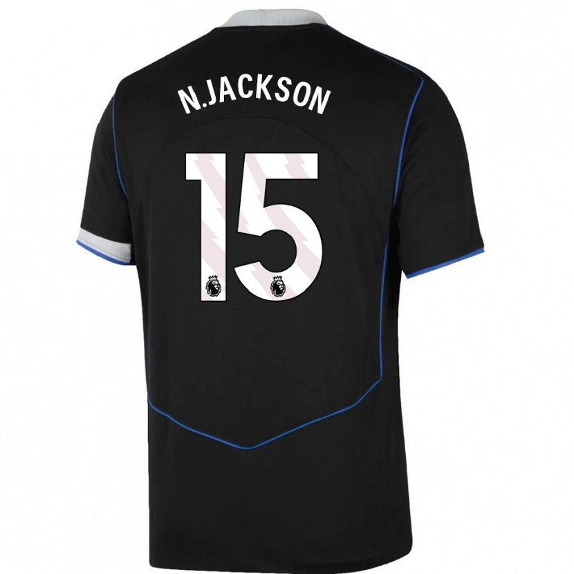 Danxen Mujer Camiseta Nicolas Jackson #15 Negro Azul Plata Equipación Tercera 2025/26 La Camisa México