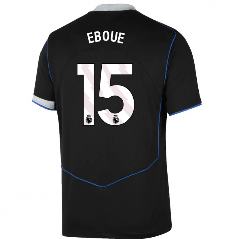 Danxen Mujer Camiseta Mathis Eboué #15 Negro Azul Plata Equipación Tercera 2025/26 La Camisa México