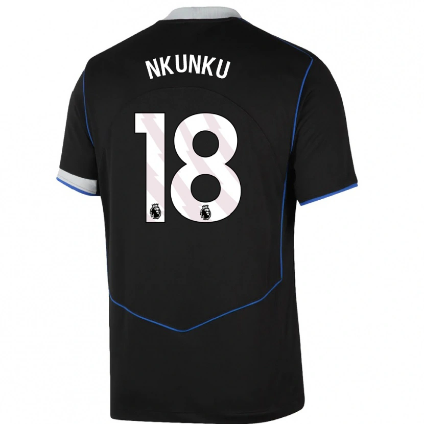 Danxen Mujer Camiseta Christopher Nkunku #18 Negro Azul Plata Equipación Tercera 2025/26 La Camisa México