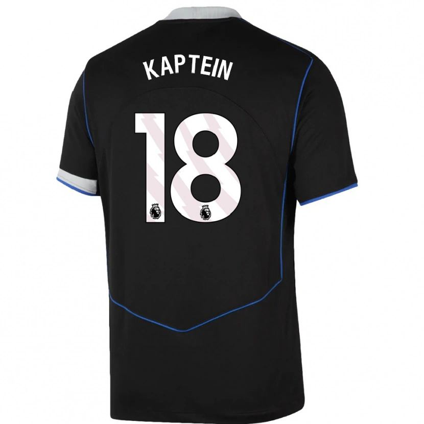 Danxen Mujer Camiseta Wieke Kaptein #18 Negro Azul Plata Equipación Tercera 2025/26 La Camisa México