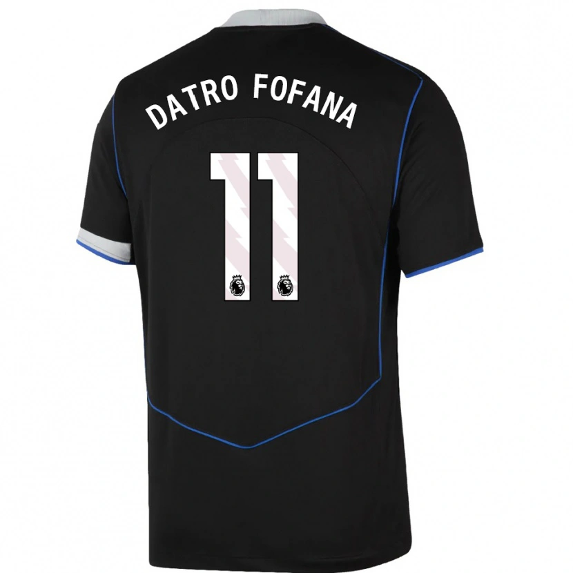 Danxen Mujer Camiseta David Datro Fofana #11 Negro Azul Plata Equipación Tercera 2025/26 La Camisa México