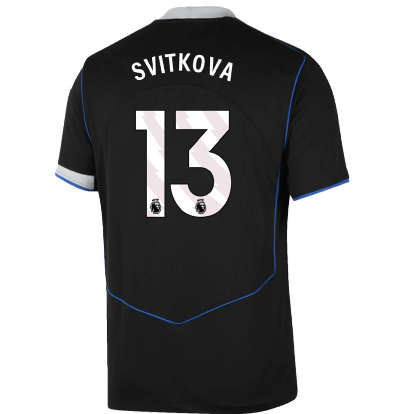 Danxen Mujer Camiseta Katerina Svitkova #13 Negro Azul Plata Equipación Tercera 2025/26 La Camisa México