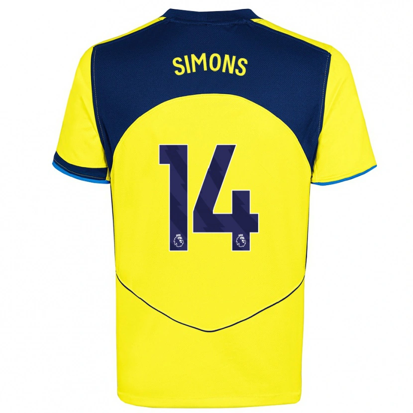Danxen Mujer Camiseta Zach Simons #14 Amarillo Marino Equipación Tercera 2025/26 La Camisa México