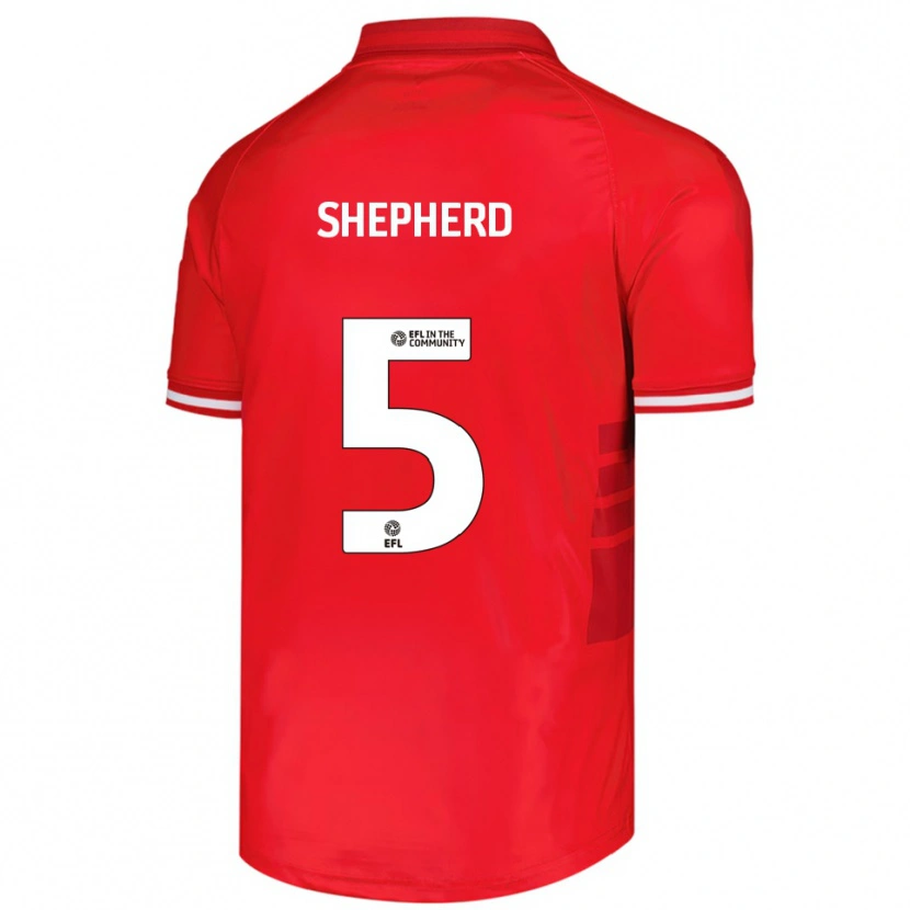 Danxen Niño Camiseta Jack Shepherd #5 Rojo Blanco 1ª Equipación 2025/26 La Camisa México