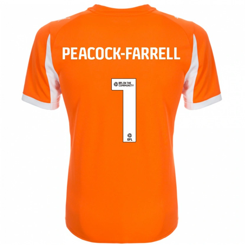 Danxen Niño Camiseta Bailey Peacock-Farrell #1 Naranja Blanco 1ª Equipación 2025/26 La Camisa México