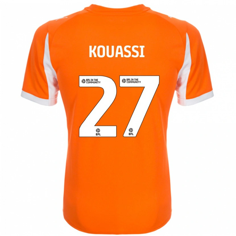 Danxen Niño Camiseta Kylian Kouassi #27 Naranja Blanco 1ª Equipación 2025/26 La Camisa México