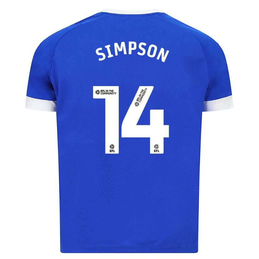 Danxen Niño Camiseta Jasmine Simpson #14 Azul Blanco 1ª Equipación 2025/26 La Camisa México