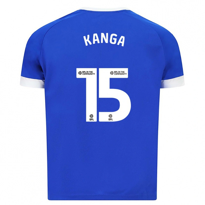 Danxen Niño Camiseta Wilfried Kanga #15 Azul Blanco 1ª Equipación 2025/26 La Camisa México