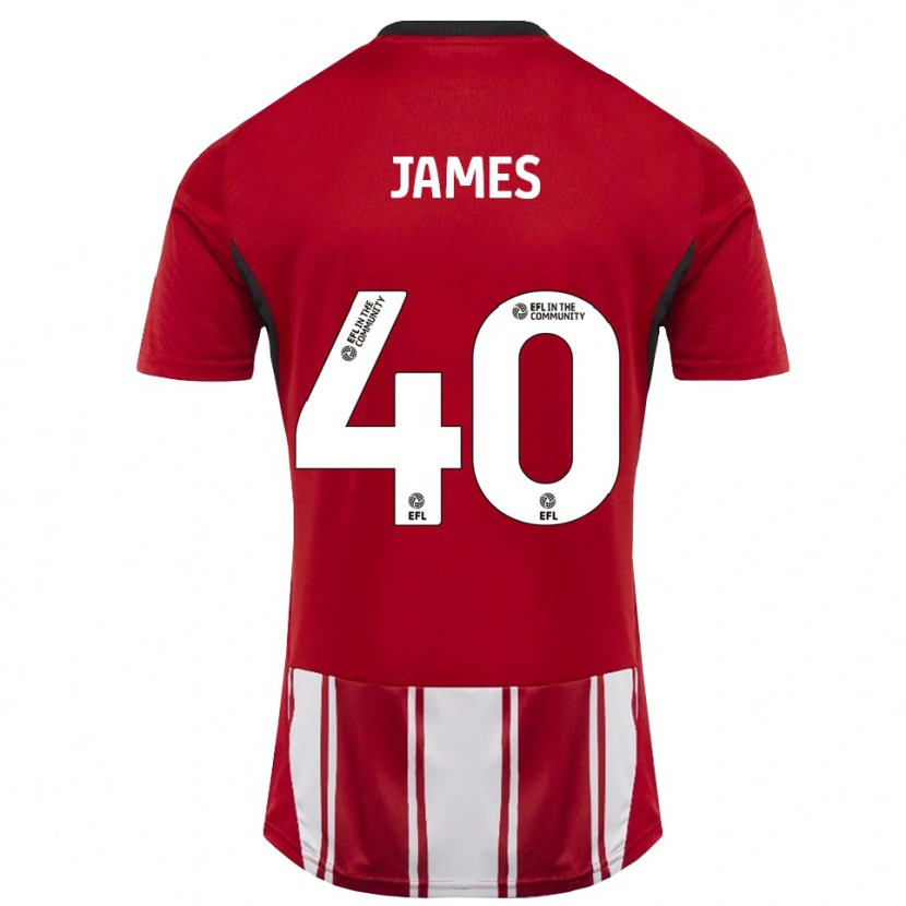 Danxen Niño Camiseta Ed James #40 Rojo Blanco Negro 1ª Equipación 2025/26 La Camisa México