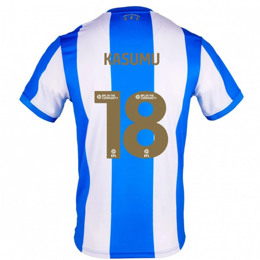Danxen Niño Camiseta David Kasumu #18 Azul Blanco 1ª Equipación 2025/26 La Camisa México
