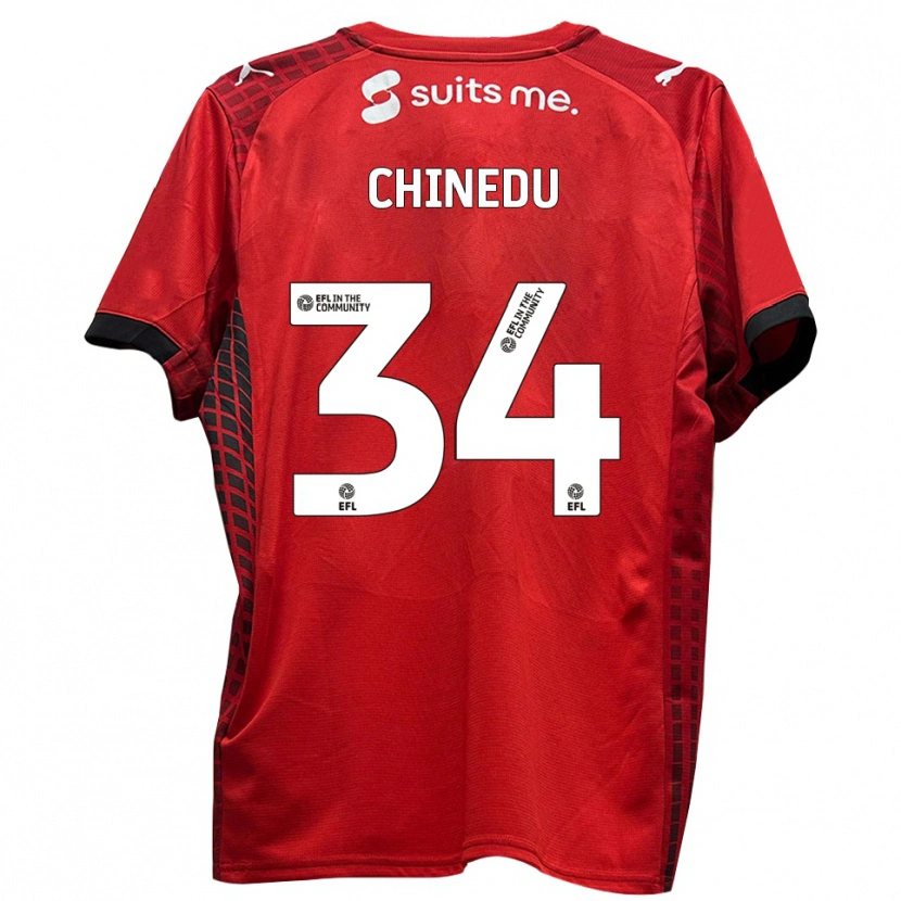 Danxen Niño Camiseta Phillip Chinedu #34 Rojo Negro 1ª Equipación 2025/26 La Camisa México