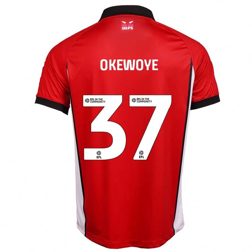 Danxen Niño Camiseta Gbolahan Okewoye #37 Rojo Blanco 1ª Equipación 2025/26 La Camisa México