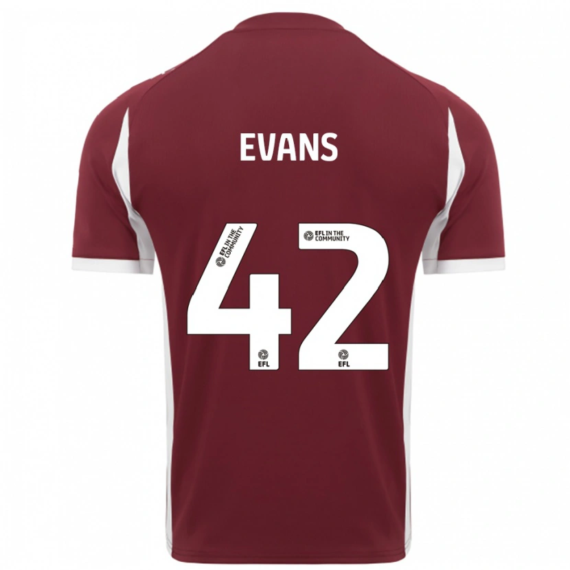 Danxen Niño Camiseta Oliver Evans #42 Borgoña Blanco 1ª Equipación 2025/26 La Camisa México