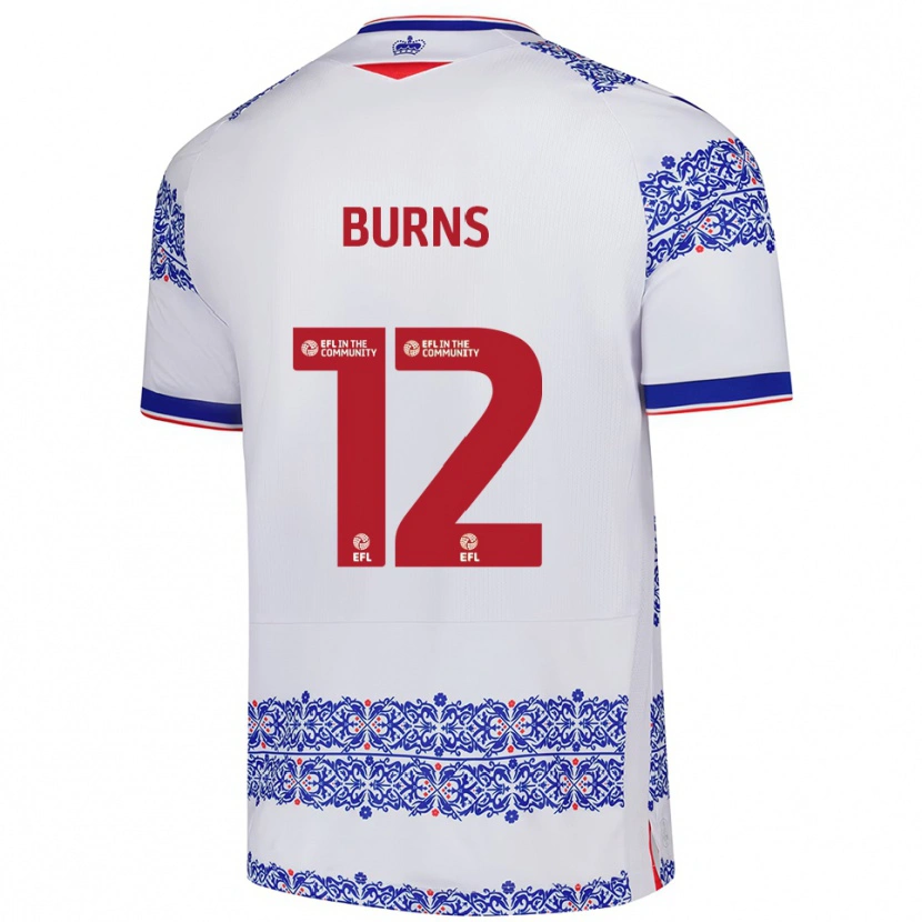 Danxen Niño Camiseta Finley Burns #12 Blanco Azul 1ª Equipación 2025/26 La Camisa México