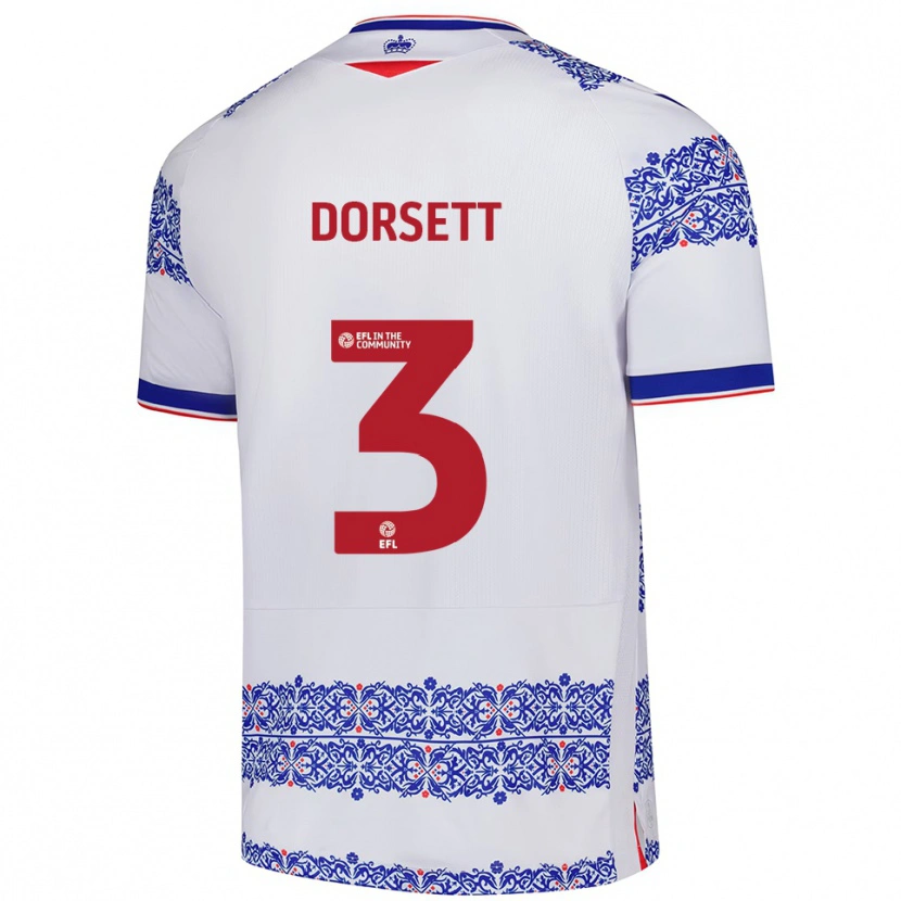 Danxen Niño Camiseta Jeriel Dorsett #3 Blanco Azul 1ª Equipación 2025/26 La Camisa México
