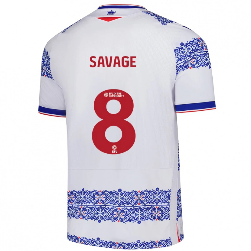 Danxen Niño Camiseta Charlie Savage #8 Blanco Azul 1ª Equipación 2025/26 La Camisa México