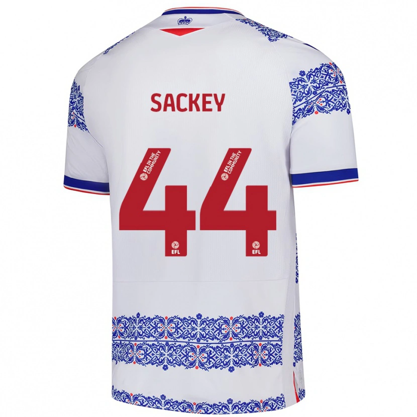 Danxen Niño Camiseta Tyler Sackey #44 Blanco Azul 1ª Equipación 2025/26 La Camisa México