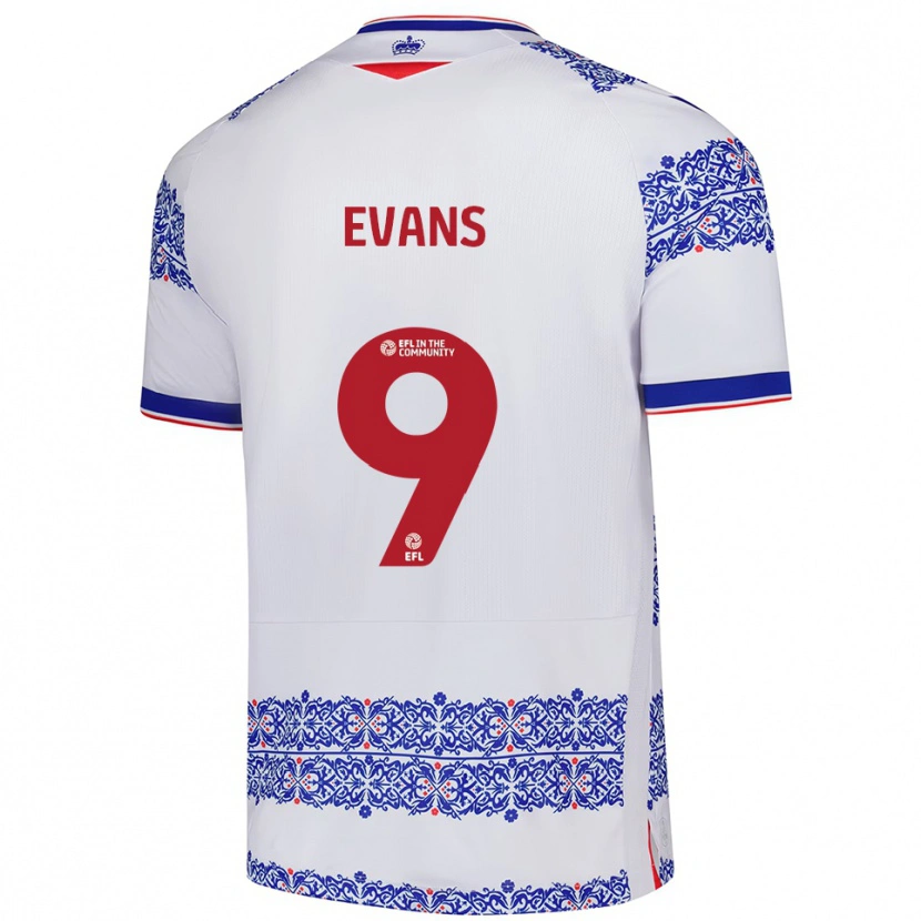 Danxen Niño Camiseta Reece Evans #9 Blanco Azul 1ª Equipación 2025/26 La Camisa México