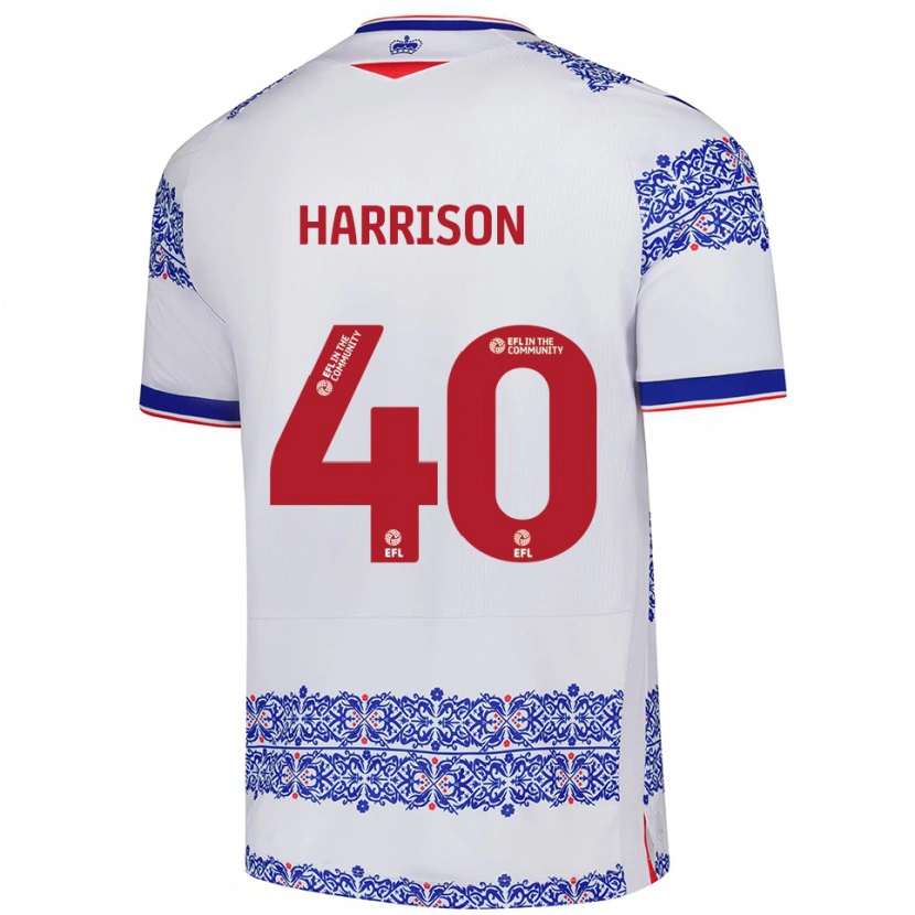 Danxen Niño Camiseta Sam Harrison #40 Blanco Azul 1ª Equipación 2025/26 La Camisa México