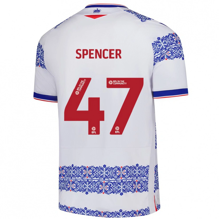 Danxen Niño Camiseta Shay Spencer #47 Blanco Azul 1ª Equipación 2025/26 La Camisa México