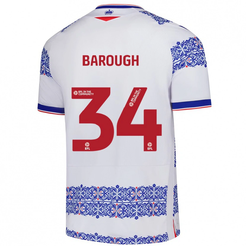 Danxen Niño Camiseta Joe Barough #34 Blanco Azul 1ª Equipación 2025/26 La Camisa México