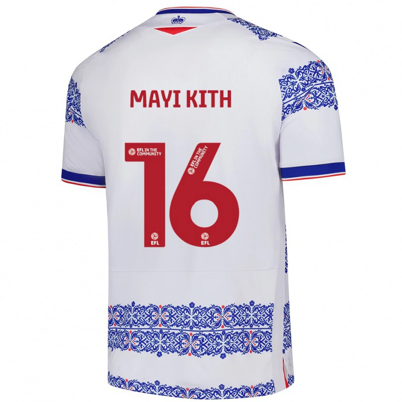 Danxen Niño Camiseta Easther Mayi Kith #16 Blanco Azul 1ª Equipación 2025/26 La Camisa México