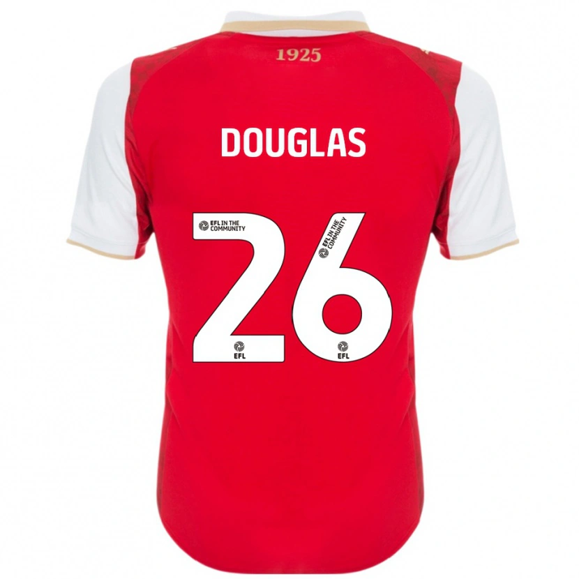 Danxen Niño Camiseta Hamish Douglas #26 Rojo Blanco 1ª Equipación 2025/26 La Camisa México