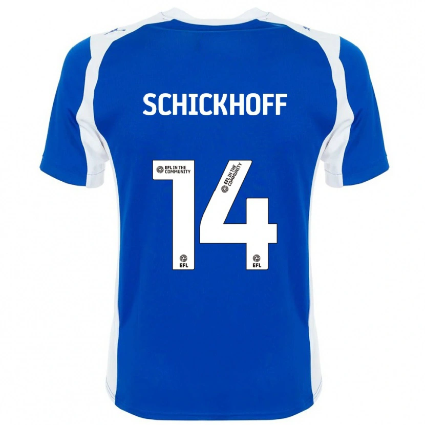 Danxen Niño Camiseta Ella Schickhoff #14 Azul Blanco 1ª Equipación 2025/26 La Camisa México